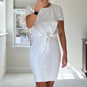 White Tie Front T Shirt Dress